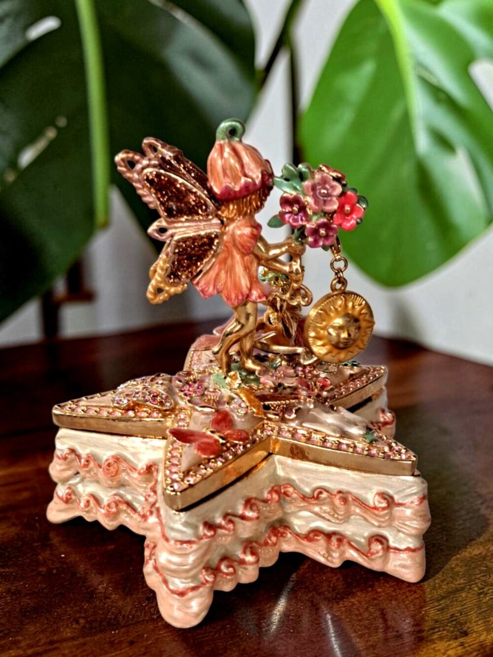 Kirks Folly Pink Fairy Trinket Box Figurine 4" Fairy Wishes